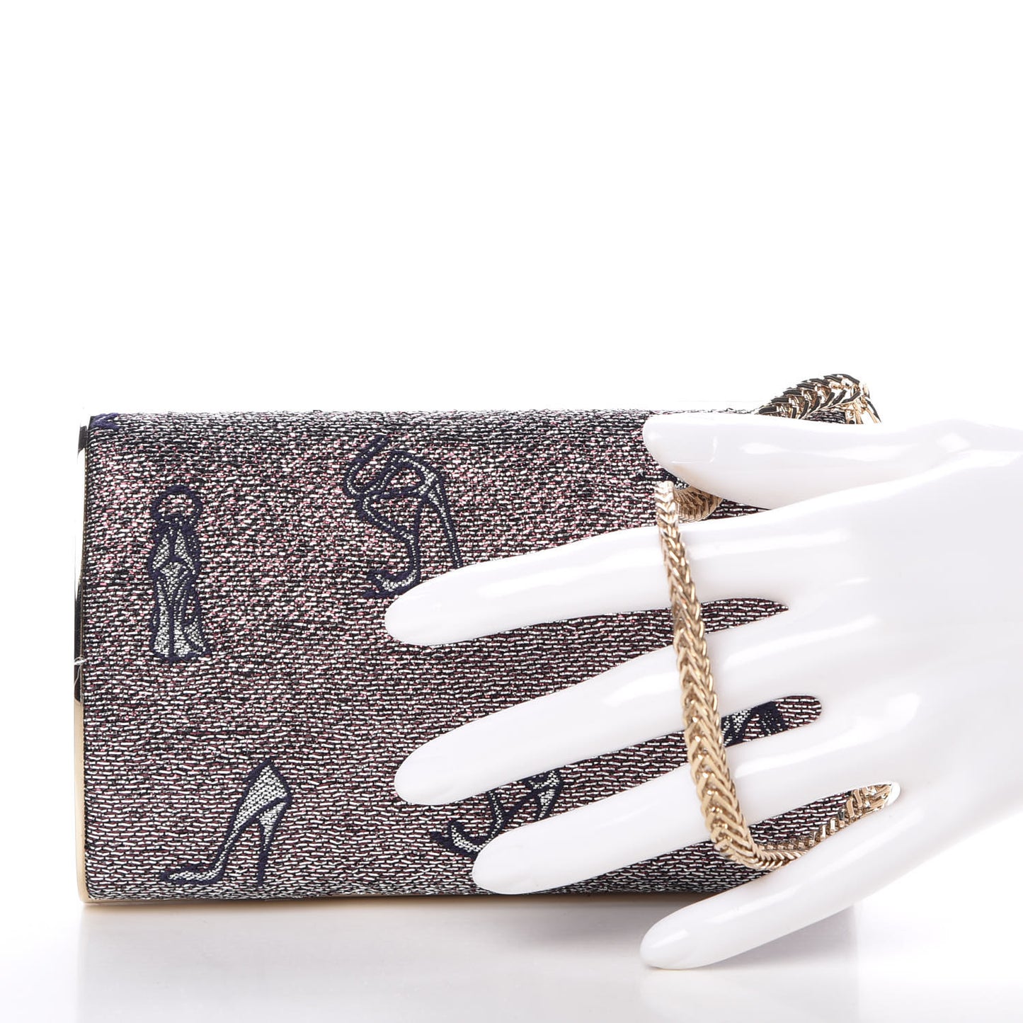 Glitter Shoe Printed Clutch Gold
