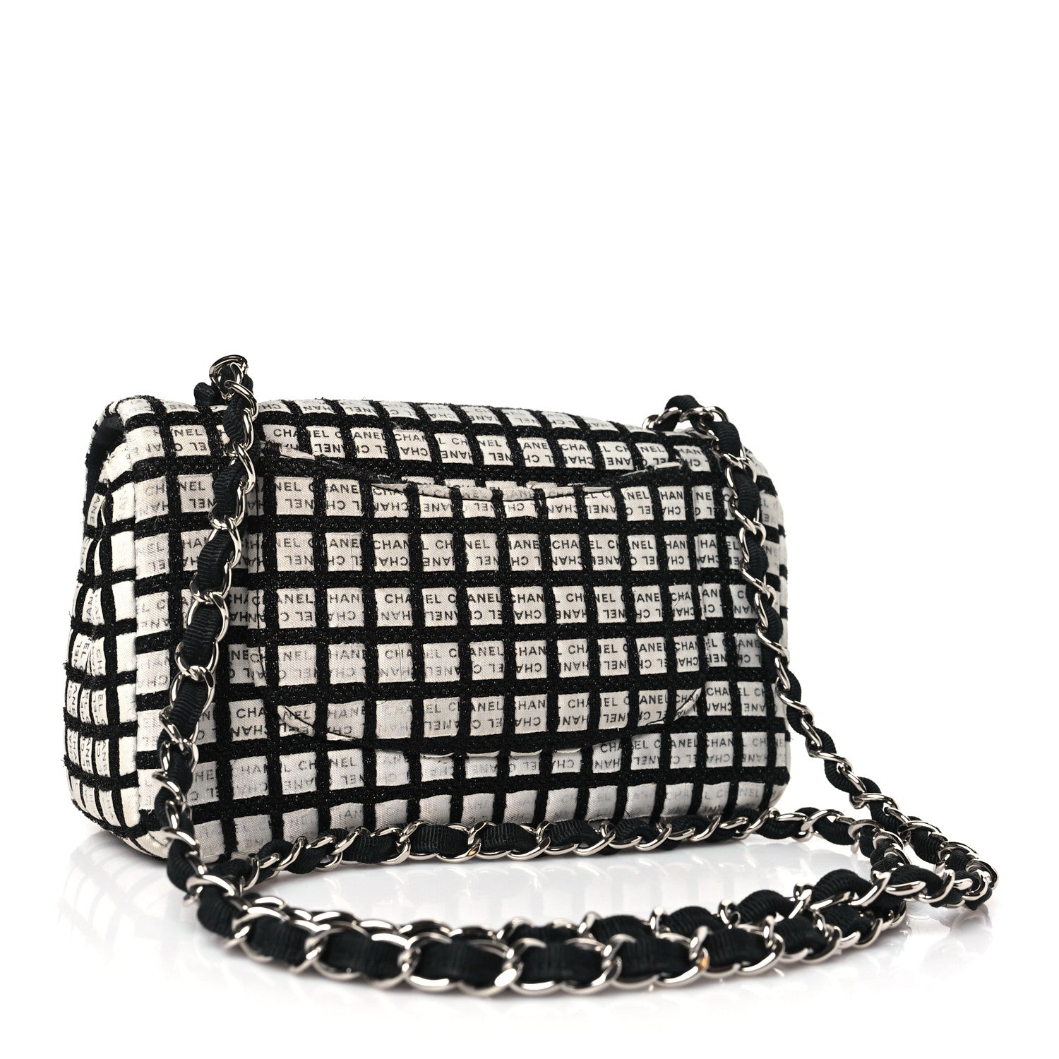 Chanel Ribbon Tweed Mini Rectangular Flap Black Ivory 3 of 9
