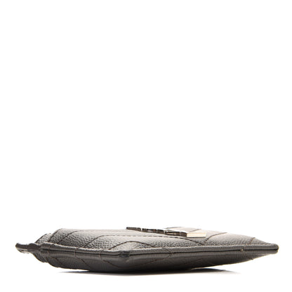 Saint Laurent Grain De Poudre Matelasse Chevron Monogram Credit Card Case Coal 4 of 8