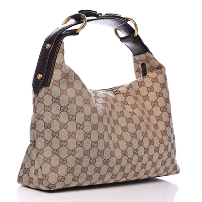 Gucci Monogram Medium Horsebit Chain Hobo Dark Brown 3 of 14