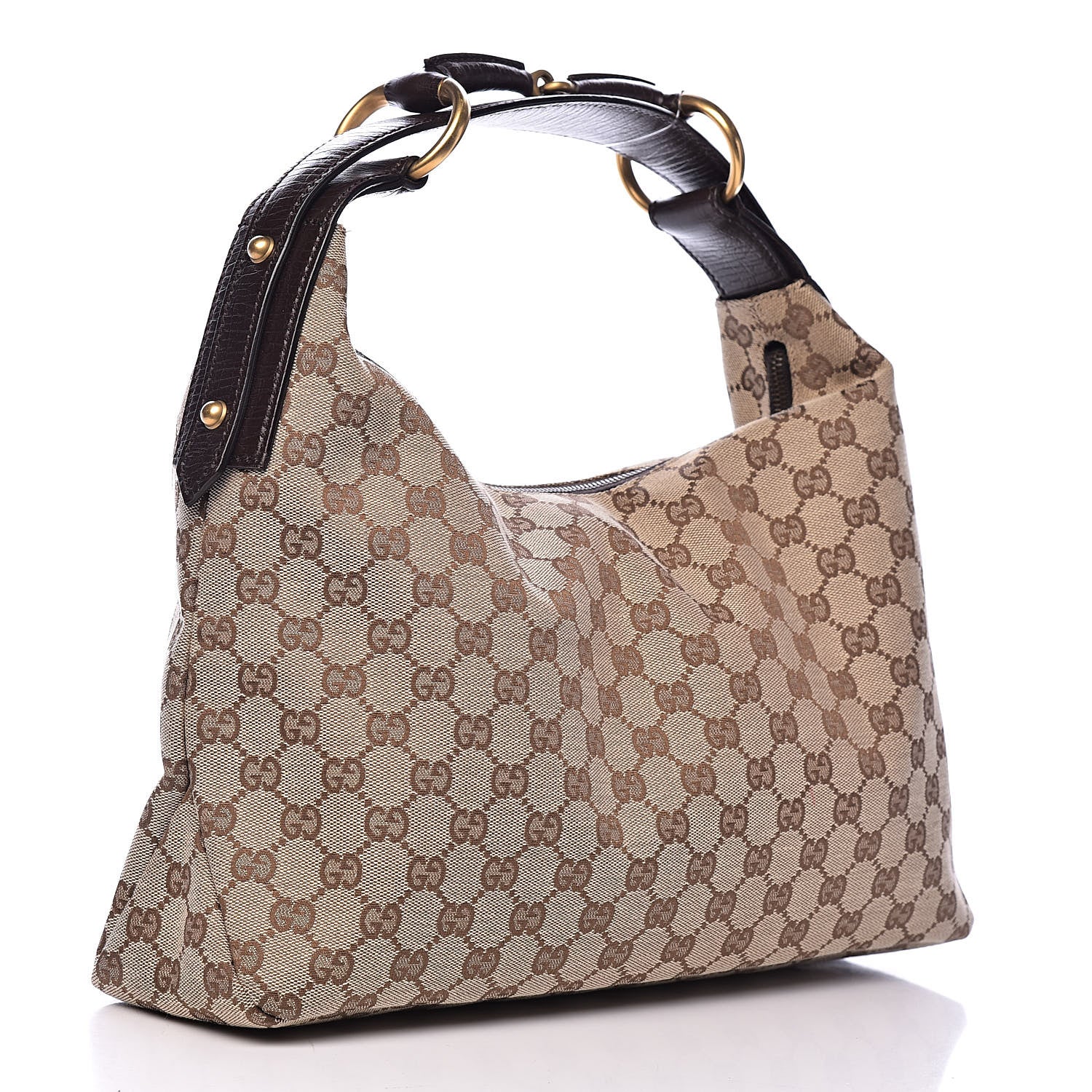 Gucci Monogram Medium Horsebit Chain Hobo Dark Brown 3 of 14