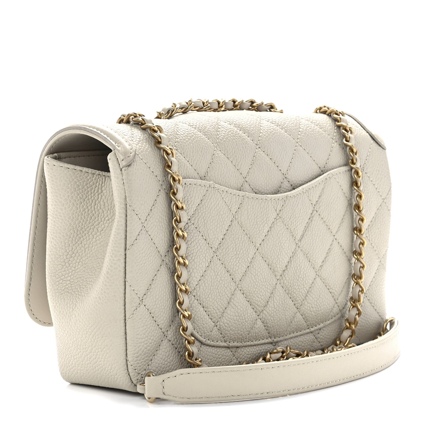Caviar Quilted Small CC Filigree Flap Light Beige