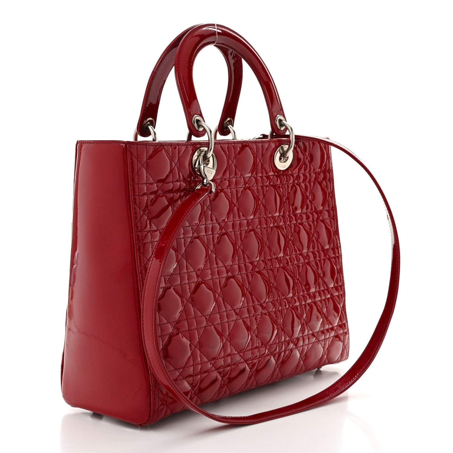 Christian Dior Patent Cannage Large Lady Dior Red 3 of 10