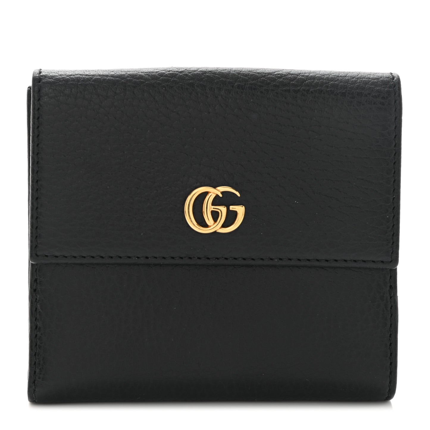 Dollar Calfskin Double G French Flap Wallet Black