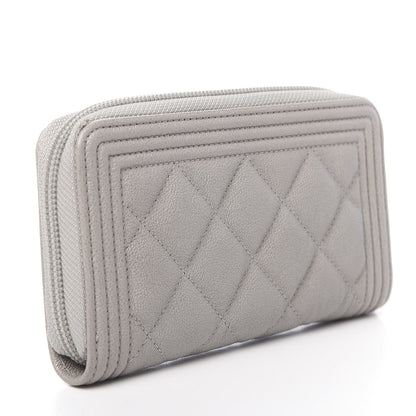 Chanel Caviar Quilted Boy Small Zip Around Wallet Grey 3 of 8