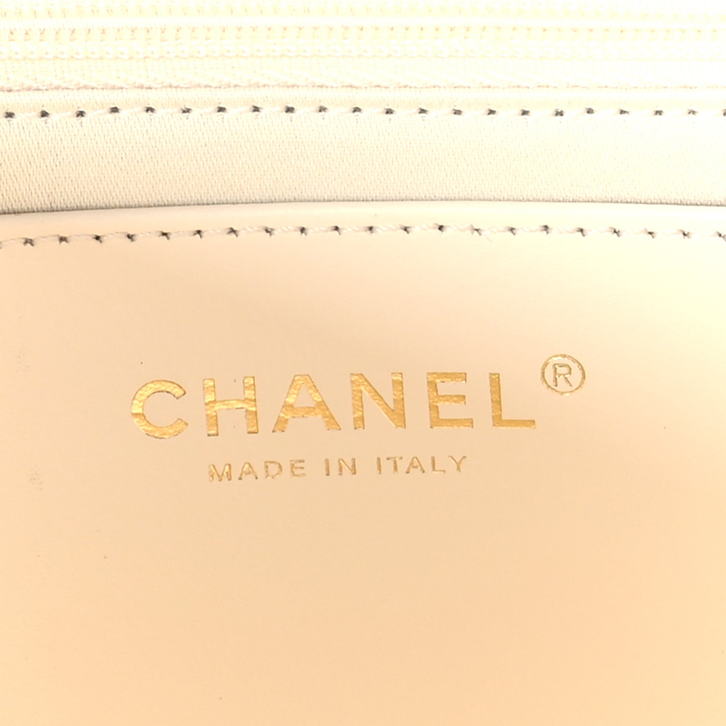 Shiny Calfskin Quilted Small Shopping Tote White