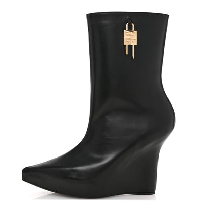 Givenchy Calfskin G Lock 80mm Wedge Low Boots 38 Black 1 of 10