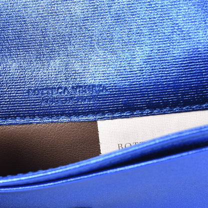 Bottega Veneta Metallic Intrecciato Grosgrain Card Case Cobalt 6 of 8