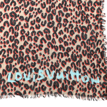 Louis Vuitton Cashmere Silk Leopard Stole Sable 2 of 4