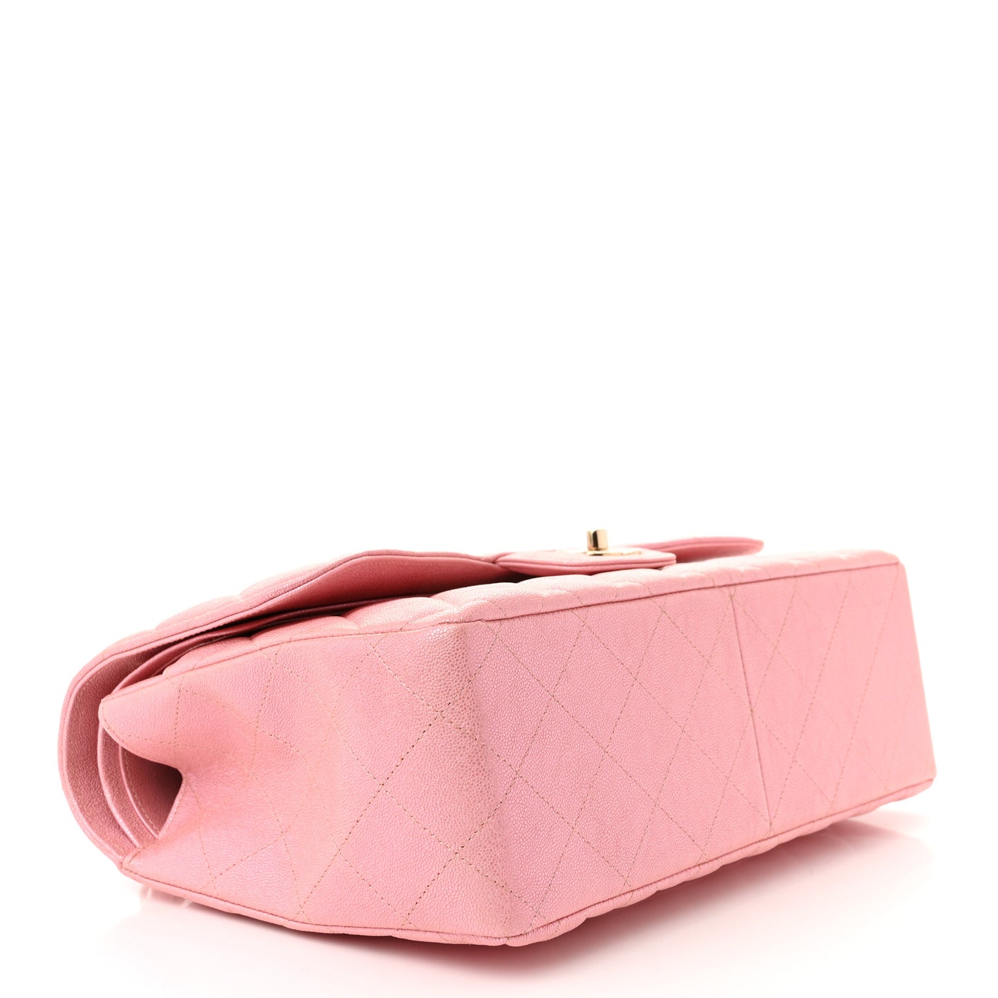 Iridescent Caviar Quilted Jumbo Double Flap Rose Pink