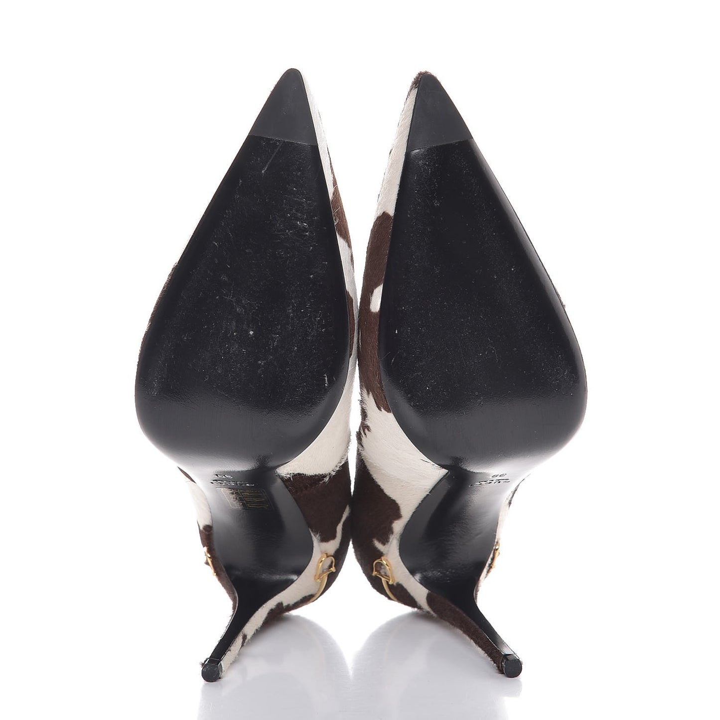 Pony Hair Horsebit Cowhide Print Pumps 39 Cocoa