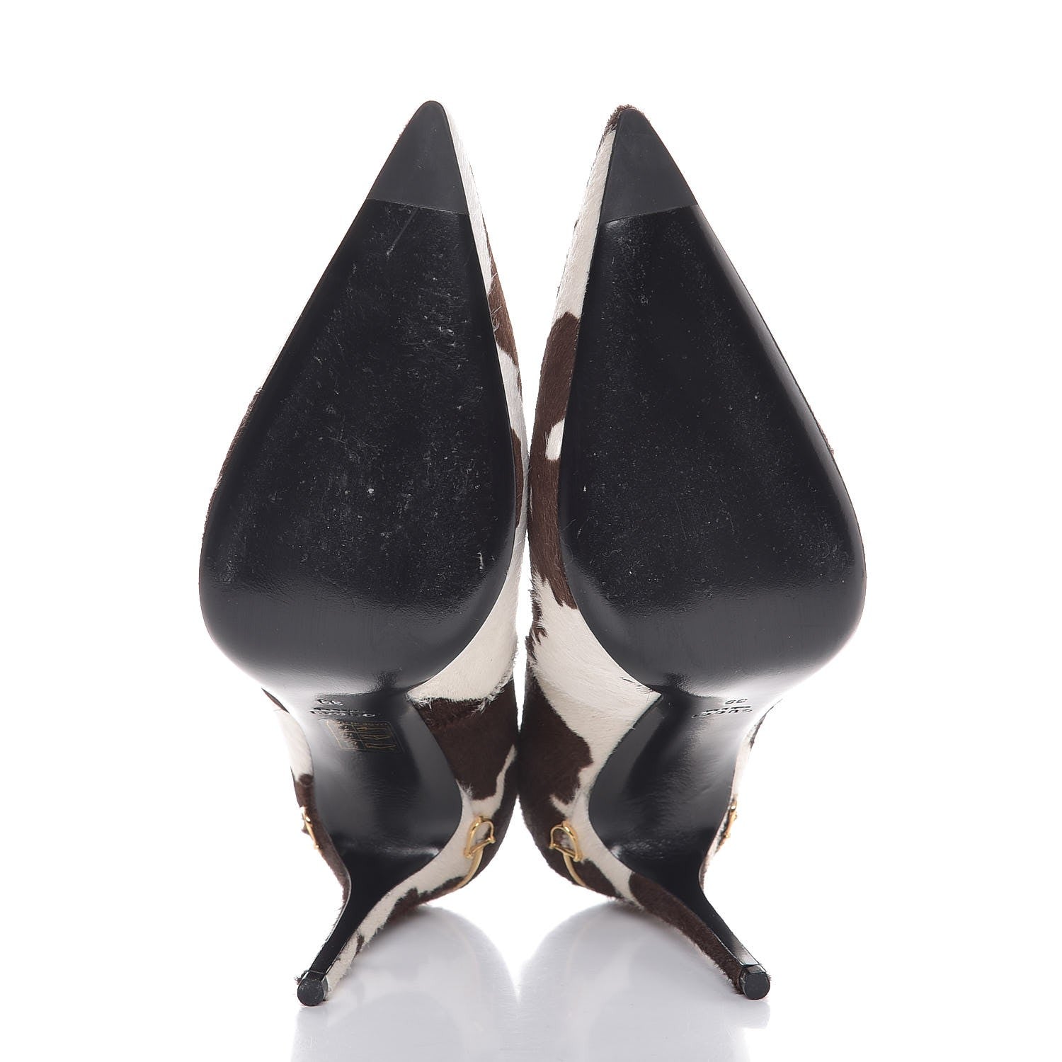 Gucci Pony Hair Horsebit Cowhide Print Pumps 39 Cocoa 5 of 10