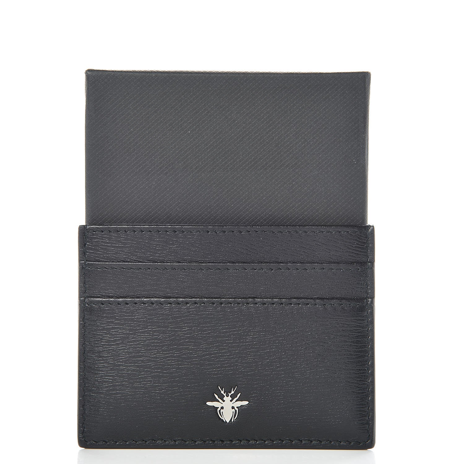 Christian Dior Calfskin Bee Signature Card Holder Black 9 of 9