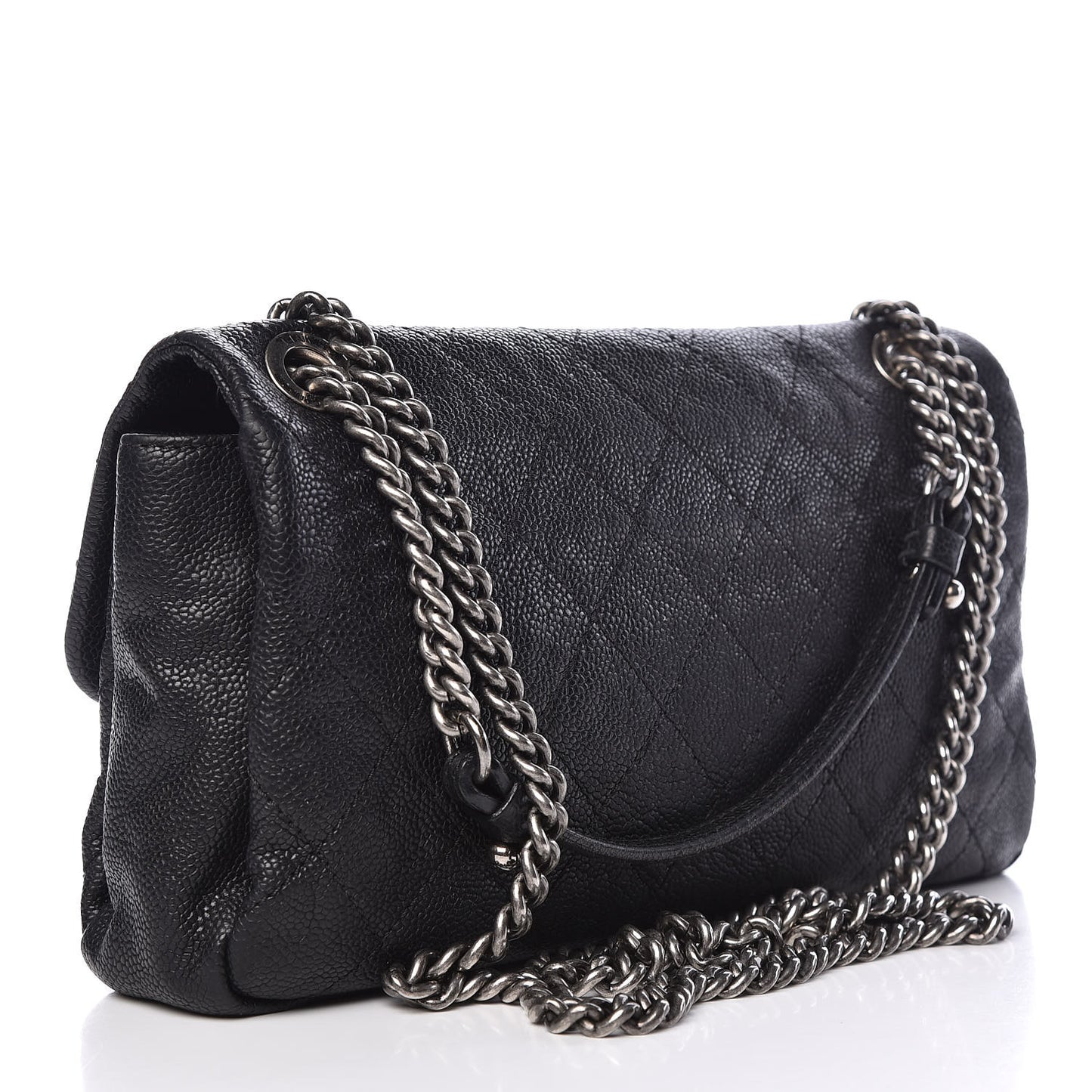 Caviar Quilted Medium Simply CC Flap Black