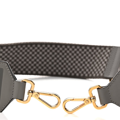 Fendi Ribbon Vitello King Logo Embossed Gingham Woven Adjustable Strap You Moon Ghiaia 6 of 7