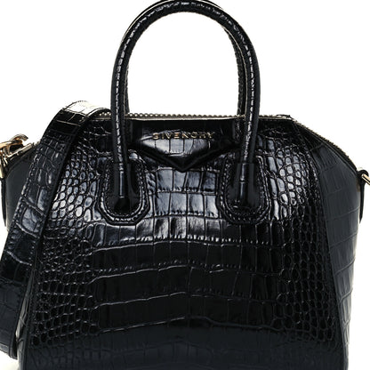 Givenchy Calfskin Crocodile Embossed Mini Antigona Black 11 of 11