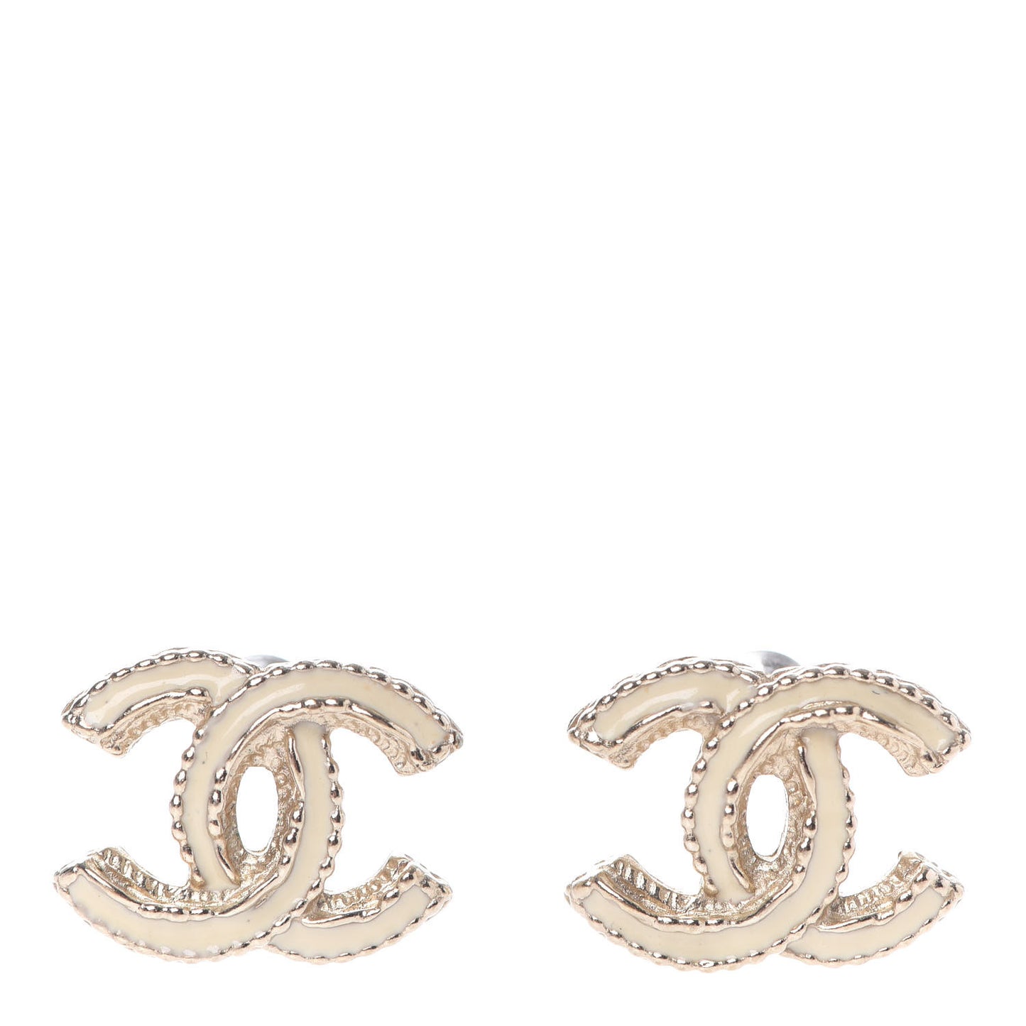 Enamel CC Earrings Ivory Gold