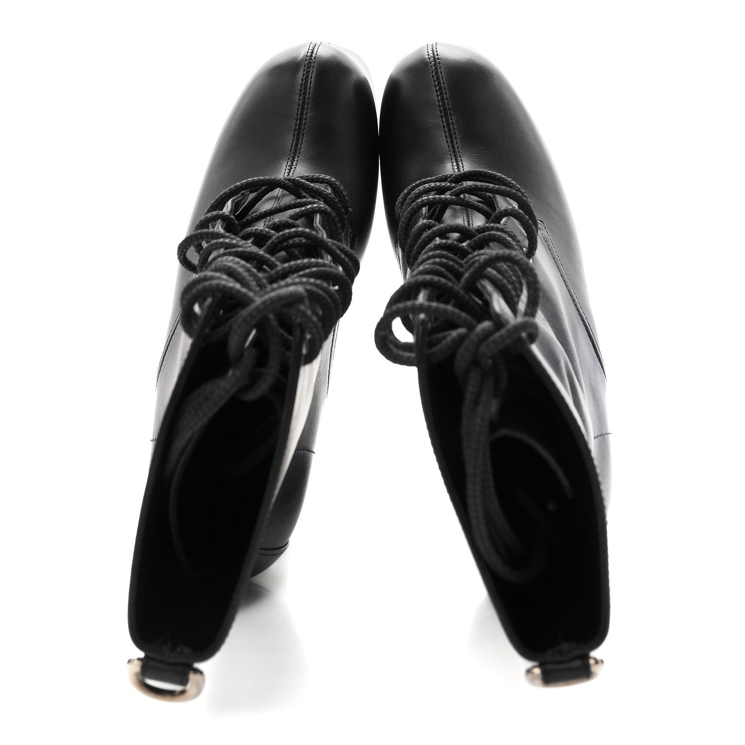 Saint Laurent Calfskin Mina Lace Up Platform Boots 38 Black 2 of 9