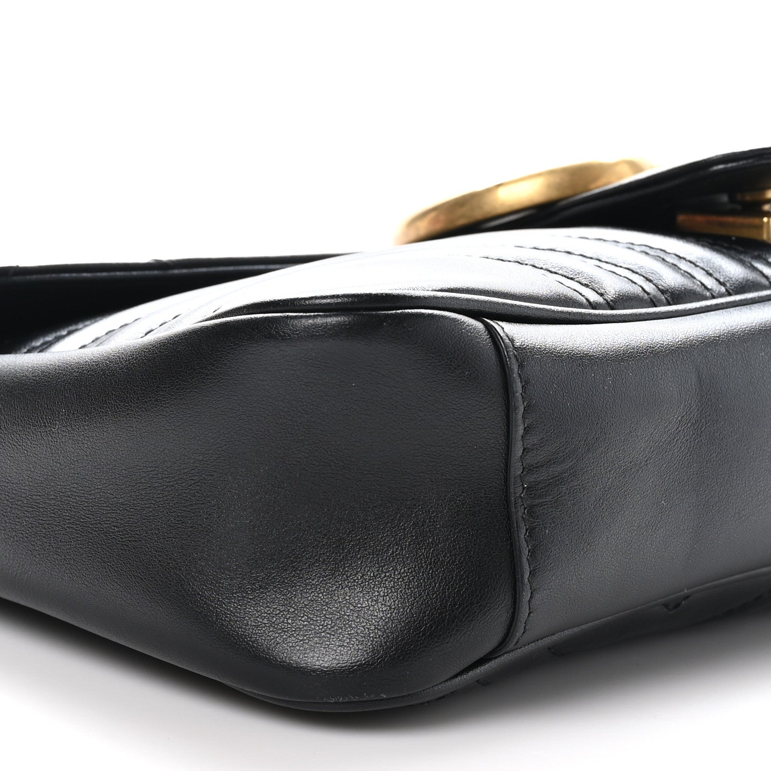Gucci Calfskin Matelasse Medium GG Marmont Shoulder Bag Black 9 of 10