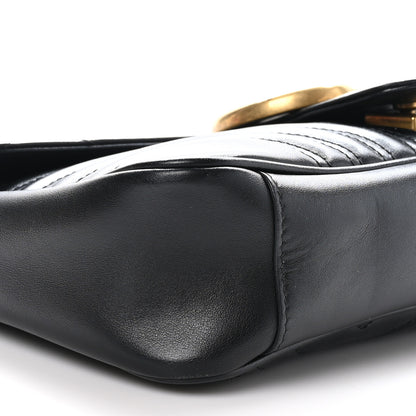 Gucci Calfskin Matelasse Medium GG Marmont Shoulder Bag Black 9 of 10