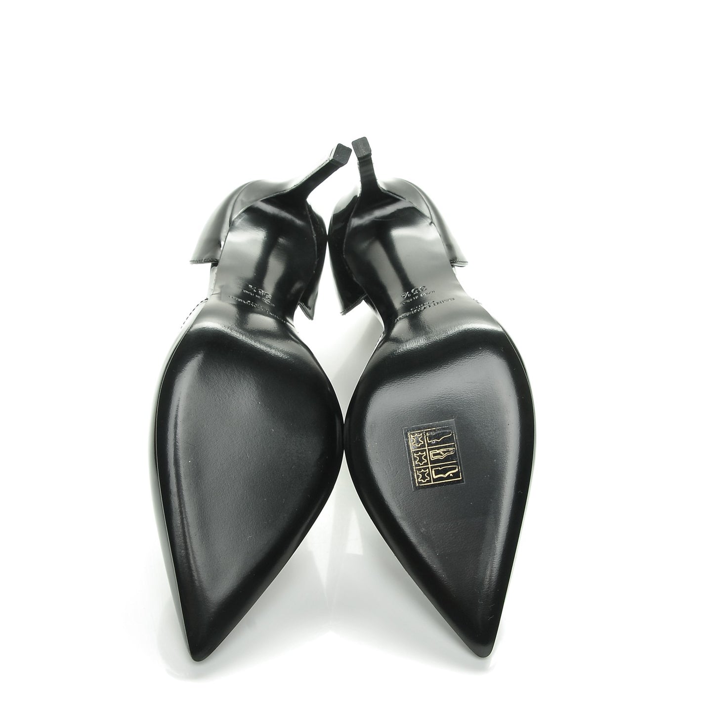 Patent Calfskin Paris 105 Escarpin Thorn D'orsay Pumps 35.5 Black