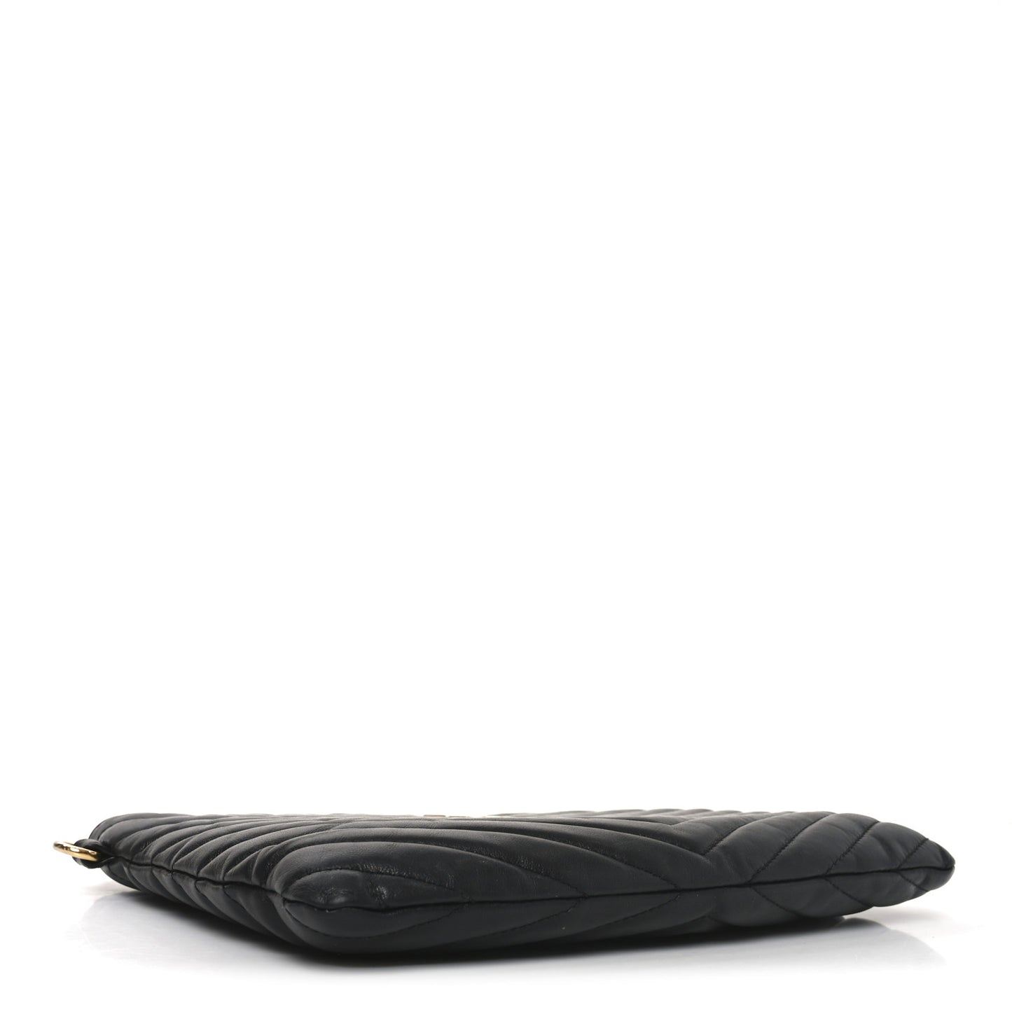 Calfskin Matelasse Chevron Monogram A5 Wristlet Black