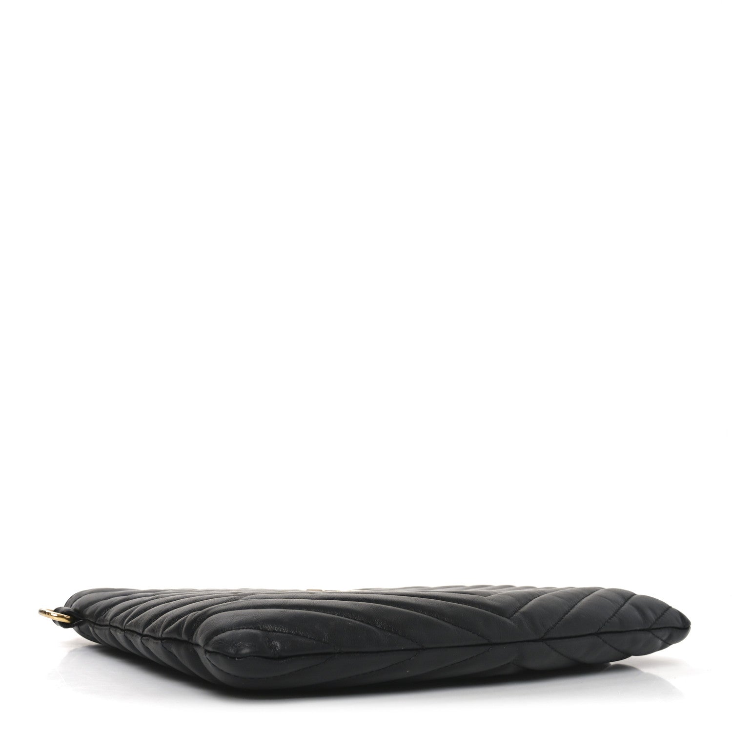 Saint Laurent Calfskin Matelasse Chevron Monogram A5 Wristlet Black 4 of 7