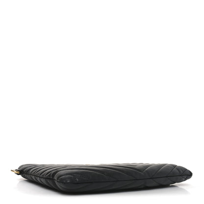 Saint Laurent Calfskin Matelasse Chevron Monogram A5 Wristlet Black 4 of 7