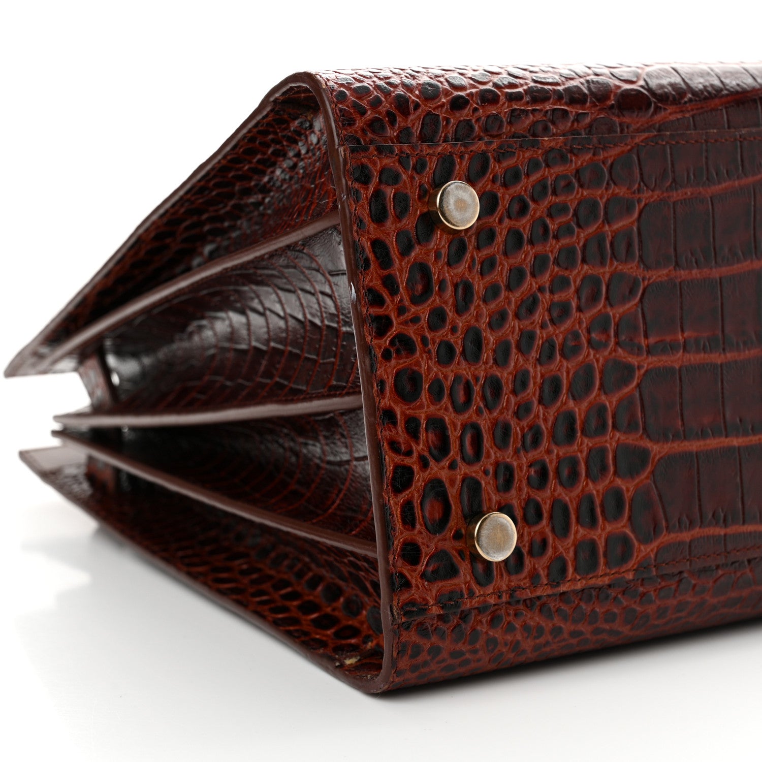 Saint Laurent Calfskin Crocodile Embossed Small Sac De Jour Dark Blood 9 of 13