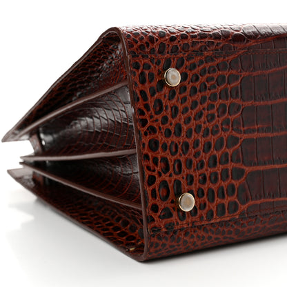 Saint Laurent Calfskin Crocodile Embossed Small Sac De Jour Dark Blood 9 of 13