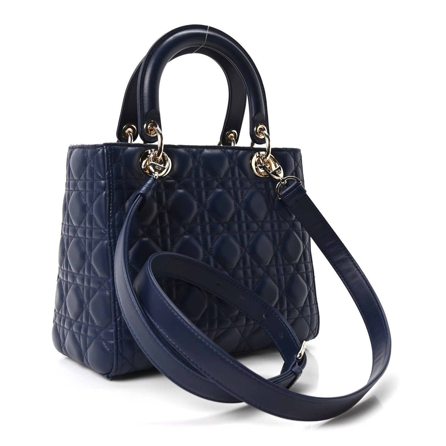 Christian Dior Lambskin Cannage Medium Lady Dior Navy Blue 3 of 10