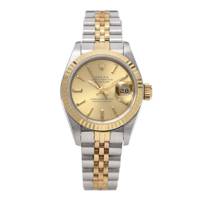 Rolex Stainless Steel 18K Yellow Gold 26mm Oyster Perpetual Datejust Watch Champagne 69173 1 of 7