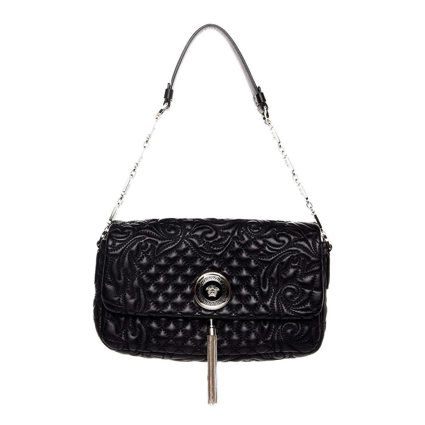 Nappa Barocco Quilted Calliope Vanitas Shoulder Bag Black