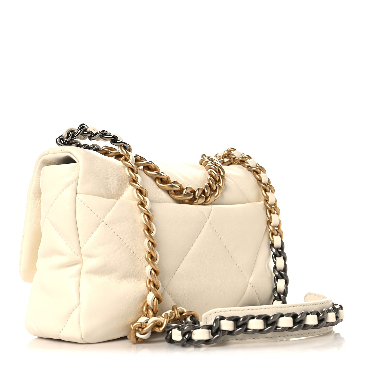 Lambskin Quilted Medium Chanel 19 Flap White
