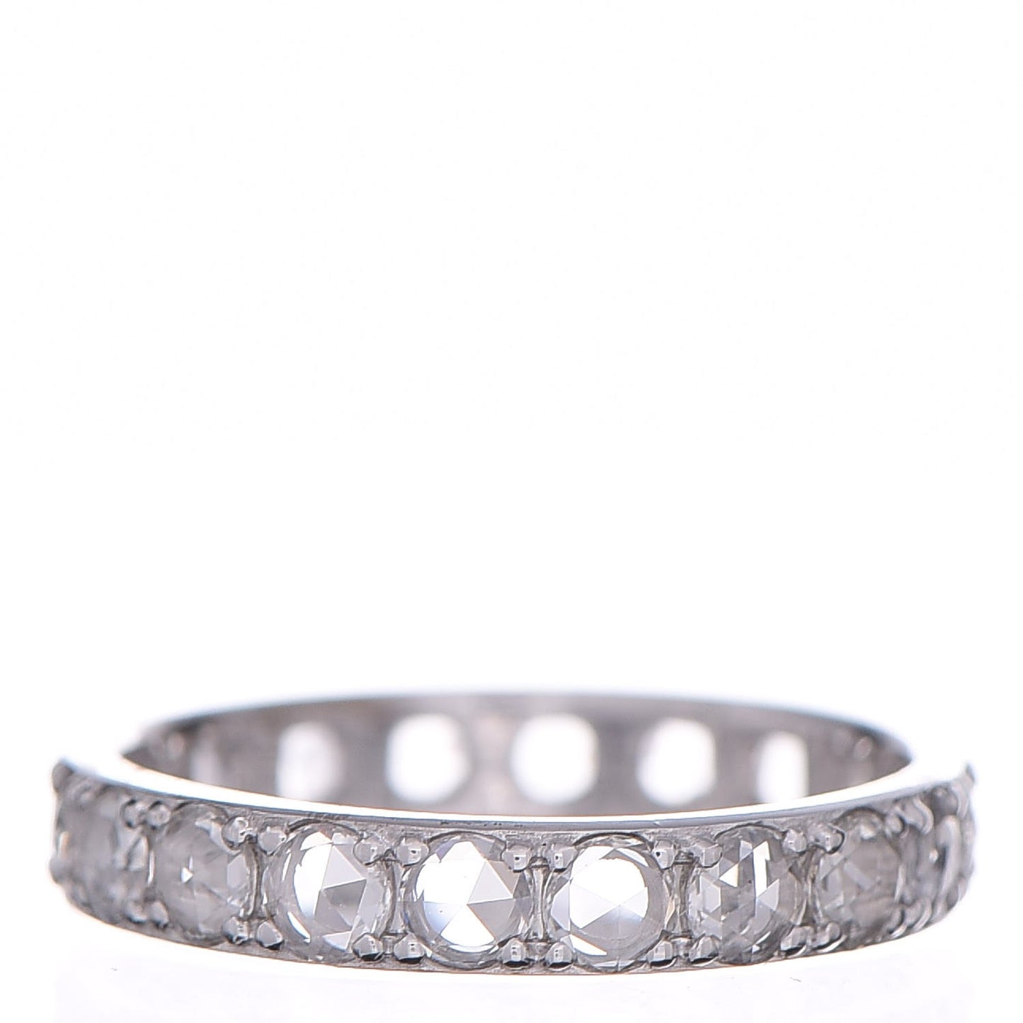 18K White Gold Diamond Metro Rose Cut Eternity Band Ring 54 7