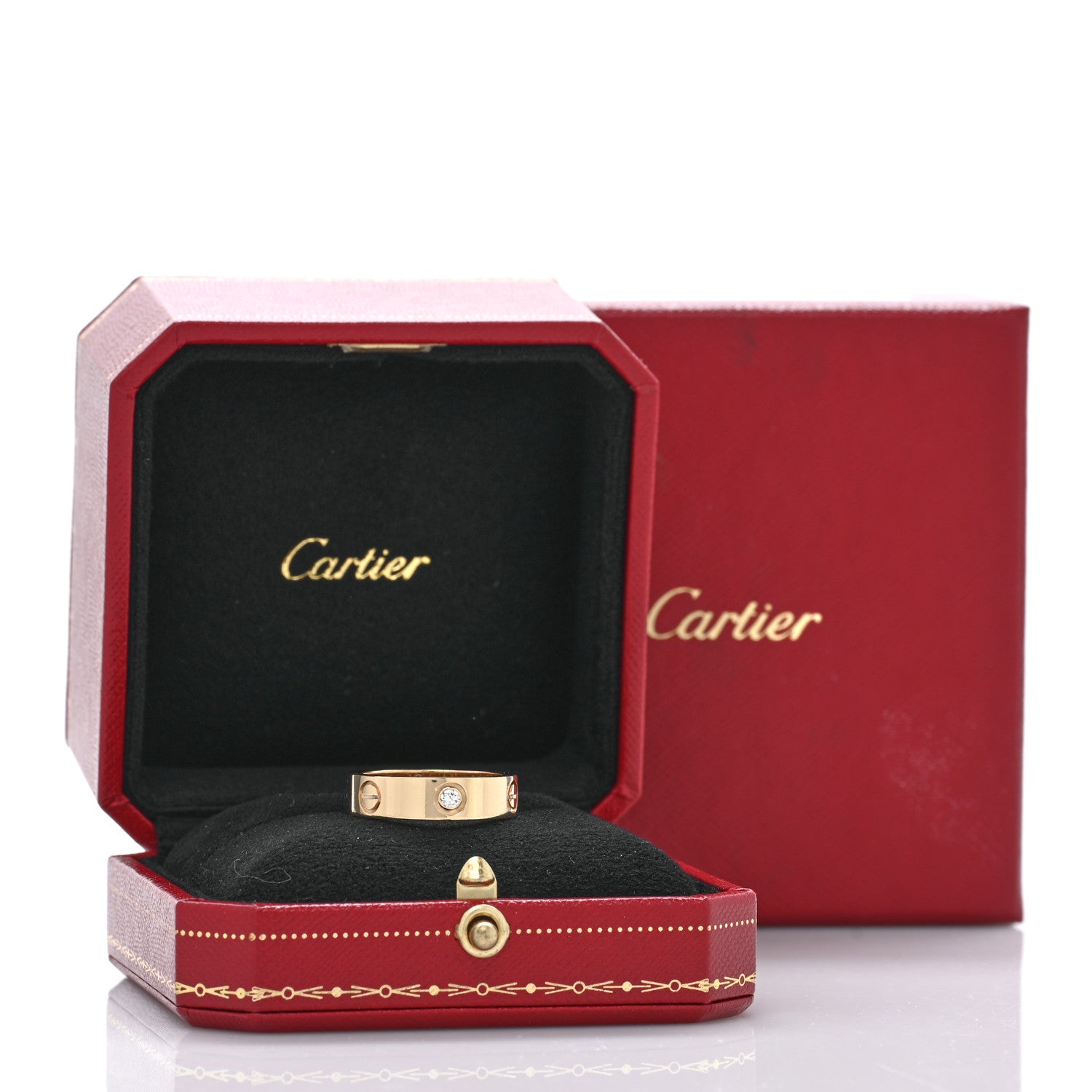Cartier 18K Yellow Gold 3 Diamond 5.5mm LOVE Ring 57 8 5 of 5