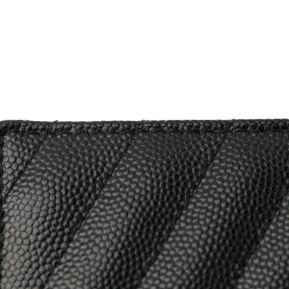 Saint Laurent Grain De Poudre Matelasse Chevron Monogram Envelope Chain Wallet Black 14 of 14