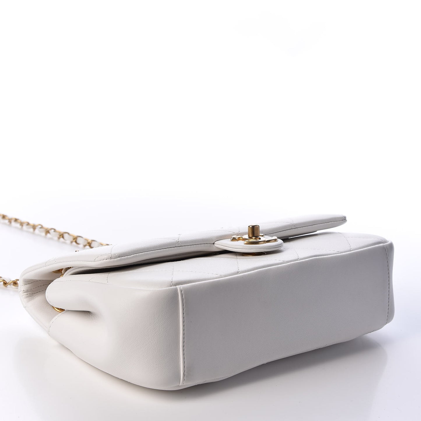 Lambskin A Real Catch Flap Bag White