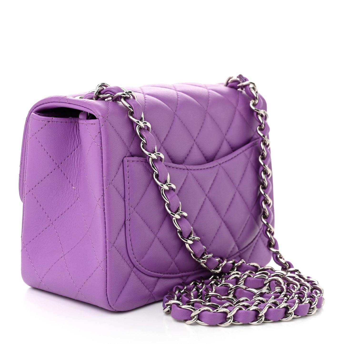 Lambskin Quilted Mini Square Flap Purple