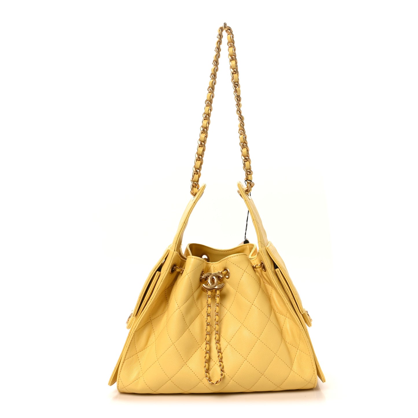 Caviar Quilted Small Chanel 25 Handbag Yellow Yellow