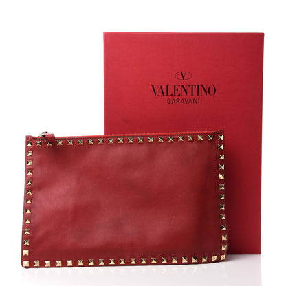 Valentino Garavani Vitello Large Rockstud Zip Pouch Red 11 of 11