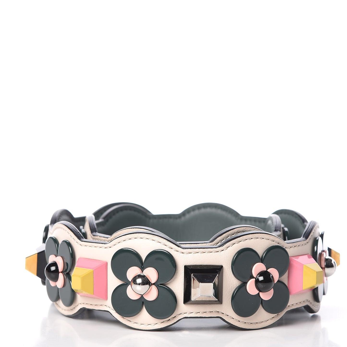 Vitello Dolce Plexiglass Flowerland Studded Strap You Camelia Multicolor