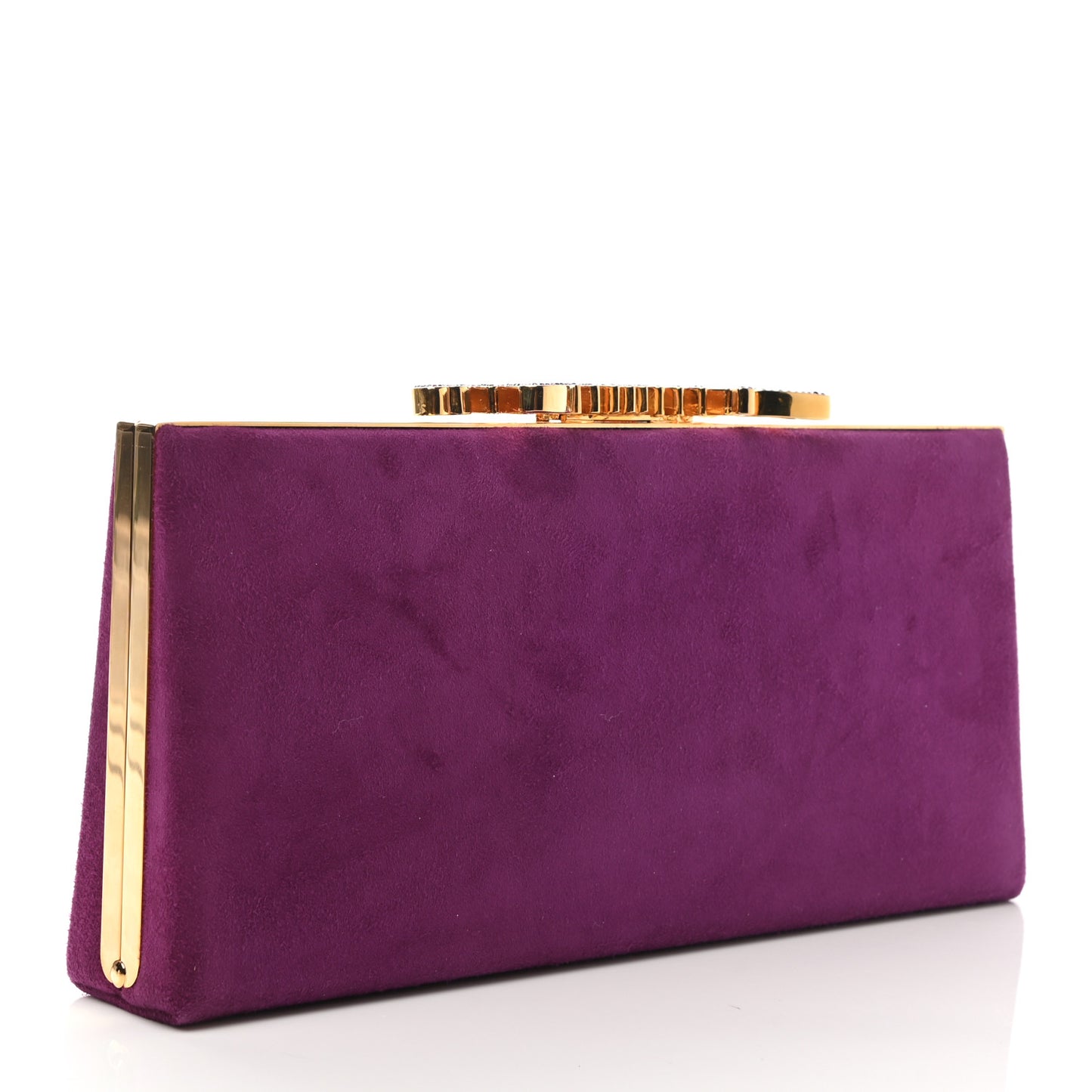 Suede Celeste Logo Clutch Purple