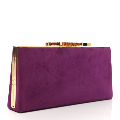 Jimmy Choo Suede Celeste Logo Clutch Purple 3 of 6