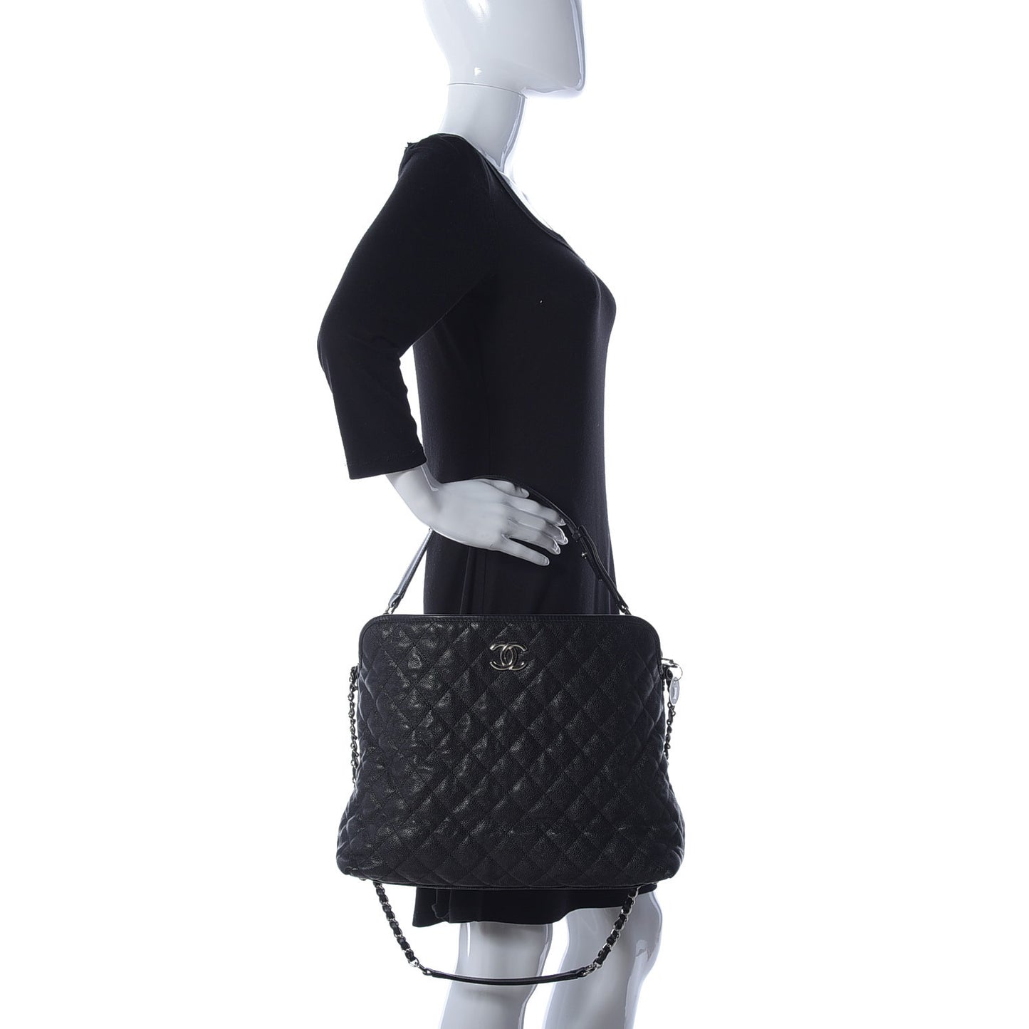 Caviar Quilted French Riviera Hobo Black