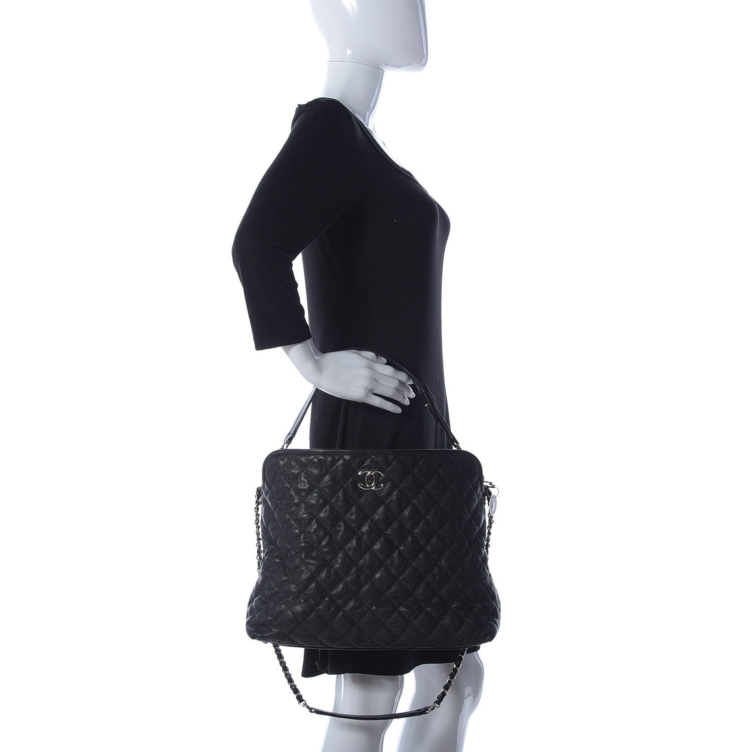 Chanel Caviar Quilted French Riviera Hobo Black 3 of 10