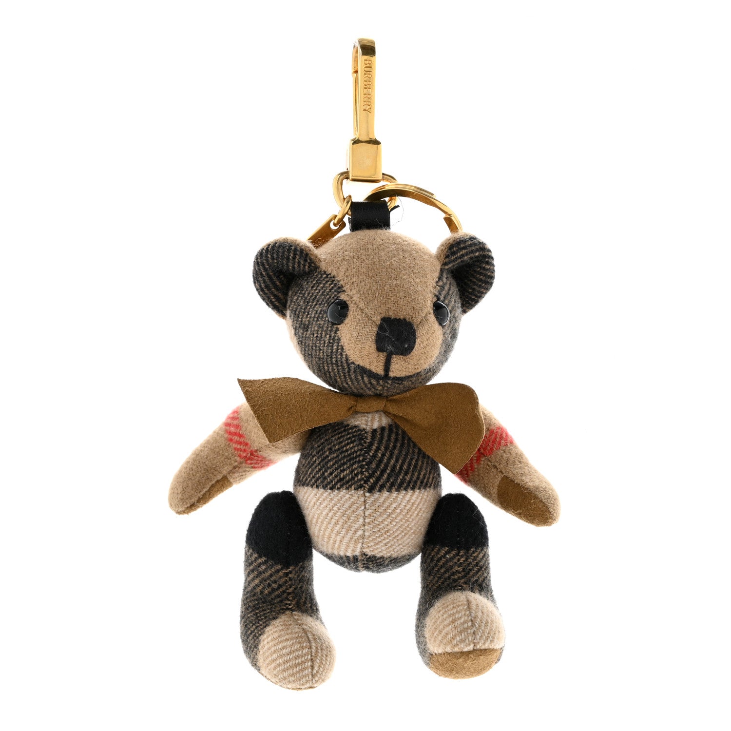 Burberry Cashmere House Check Thomas Bear Bag Charm Camel Gold 1 of 6