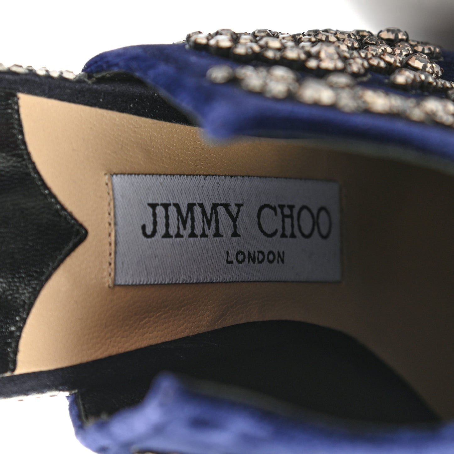 Velvet Crystal Peony Embellished Caroline High Heel Mules 37.5 Dark Blue