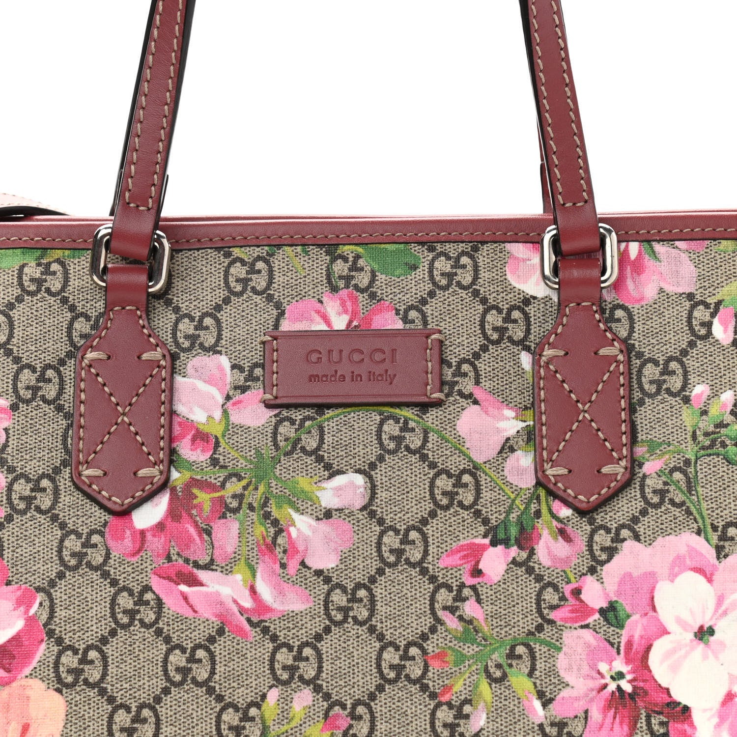 Gucci GG Supreme Monogram Blooms Medium Zippered Tote Beige Multicolor Dry Rose 8 of 10