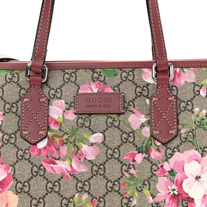Gucci GG Supreme Monogram Blooms Medium Zippered Tote Beige Multicolor Dry Rose 8 of 10